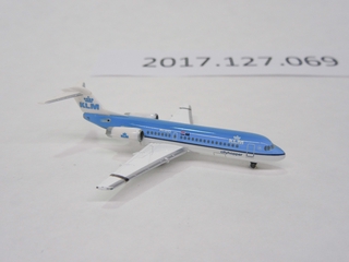 Image: miniature model airplane: KLM (Royal Dutch Airlines), Cityhopper Fokker 70