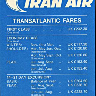Image #2: timetable: Iran Air, summer schedule