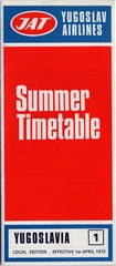 Image: timetable: JAT Yugoslav Airlines (Jugoslovenski Aerotransport), summer schedule
