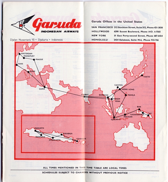 Image: timetable: Garuda Indonesian Airways, international service, summer schedule