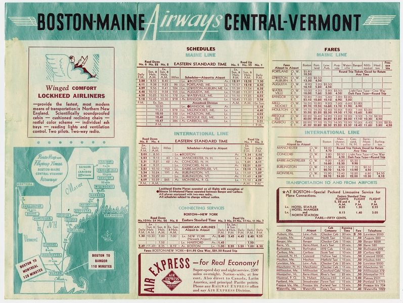 Image: timetable: Boston-Maine Central Vermont Airways
