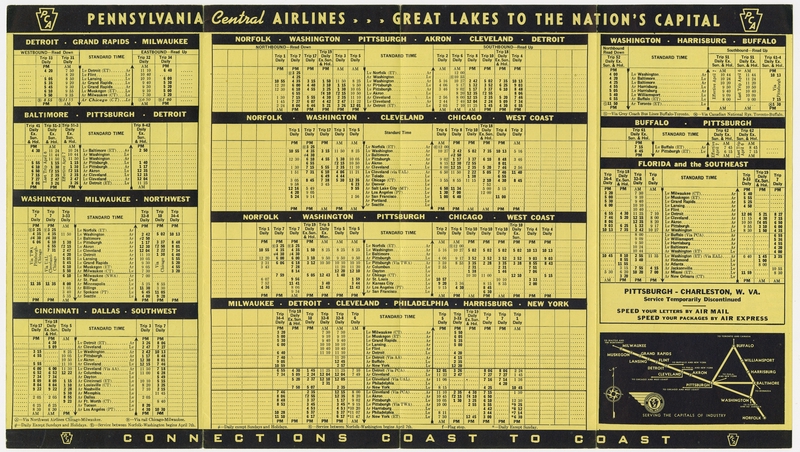 Image: timetable: Pennsylvania Central Airlines