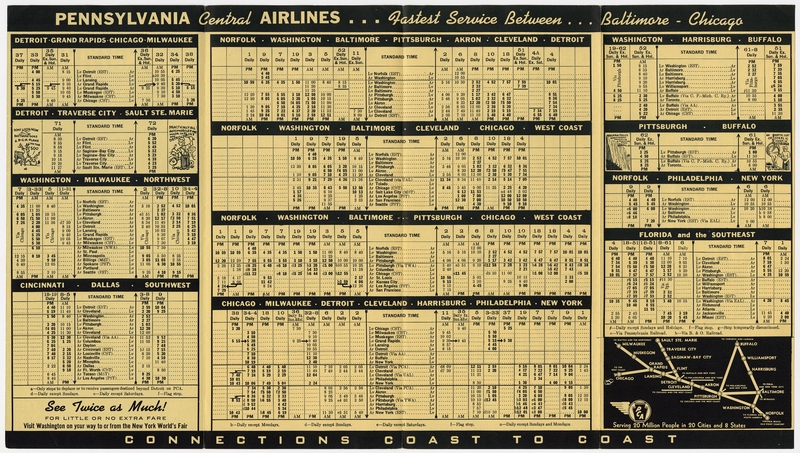 Image: timetable: Pennsylvania Central Airlines
