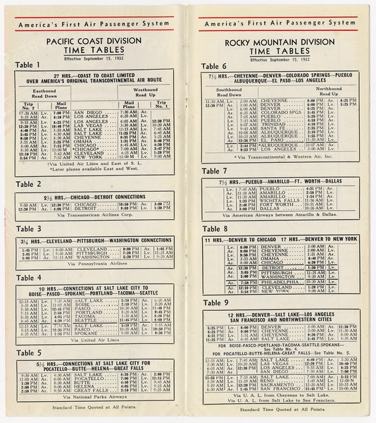 Image: timetable: Western Air Express
