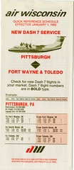 Image: timetable: Air Wisconsin, quick reference, Pittsburgh / Fort Wayne / Toledo
