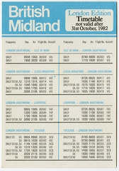 Image: timetable: British Midland Airways, London
