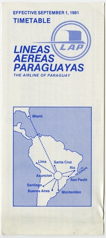 Timetable: Lineas Aereas Paraguayas (LAP)