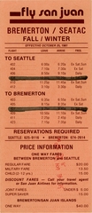 Image: timetable: San Juan Airlines, quick reference, Seattle - Bremerton