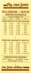 Image: timetable: San Juan Airlines, quick reference, Seattle - Bellingham