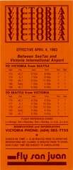 Image: timetable: San Juan Airlines, quick reference, Seattle - Victoria
