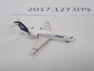 Image: miniature model airplane: Malev Hungarian Airlines, Fokker 70