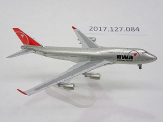 Image: miniature model airplane: Northwest Airlines, Boeing 747-400