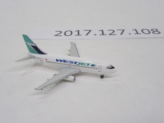 Image: miniature model airplane: WestJet Airlines, Boeing 737-200