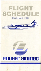 Image: timetable: Pioneer Airlines, pocket schedule