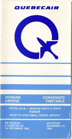 Timetable: Quebecair, condensed schedule