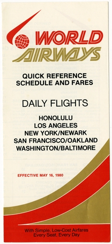 Timetable: World Airways, quick reference