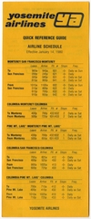 Image: timetable: Yosemite Airlines, quick reference