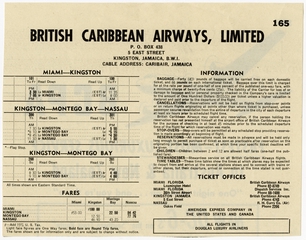 Image: timetable: British Caribbean Airways