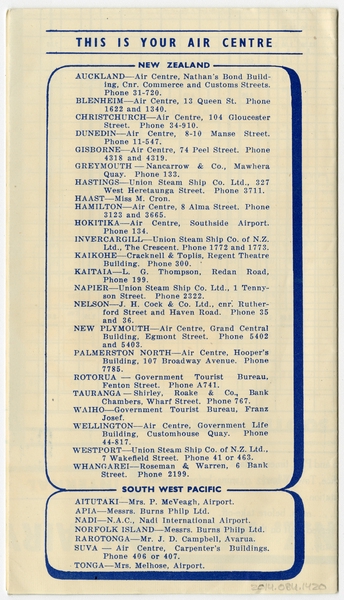 Image: timetable: New Zealand National Airways