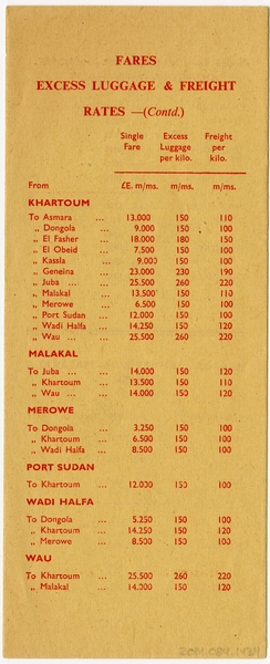 Image: timetable: Sudan Airways