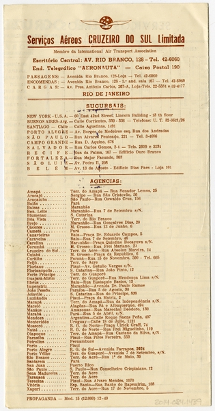 Image: timetable: Servicos Aereos Cruzeiro do Sul