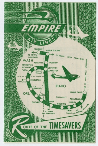 Timetable: Empire Air Lines, pocket schedule