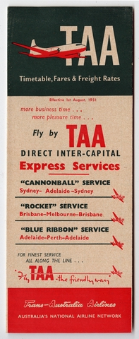 Timetable: Trans Australian Airlines (TAA)