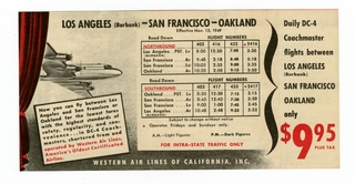 Image: timetable: Western Air Lines, Douglas DC-4
