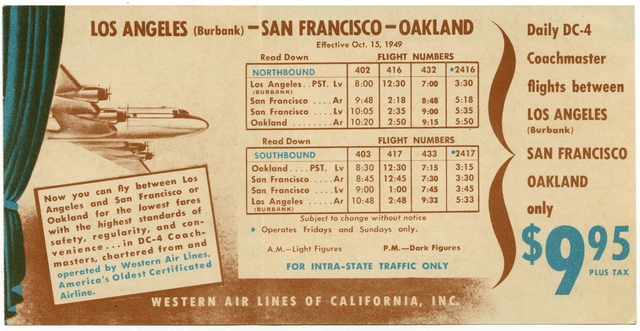 Timetable: Western Air Lines