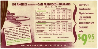 Image: timetable: Western Air Lines, selective coach schedule