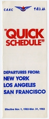 Image: timetable: CAAC (Civil Aviation Administration of China), quick reference, New York / Los Angeles / San Francisco