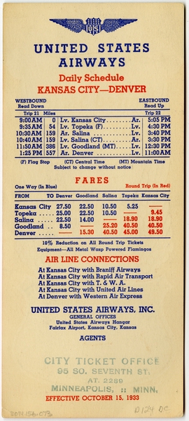 Image: timetable: United States Airways