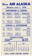 Image: timetable: Wien Air Alaska, pocket schedule