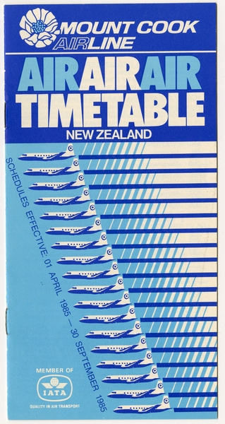 Image: timetable: Mount Cook Airline