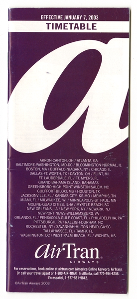 Image: timetable: AirTran Airways