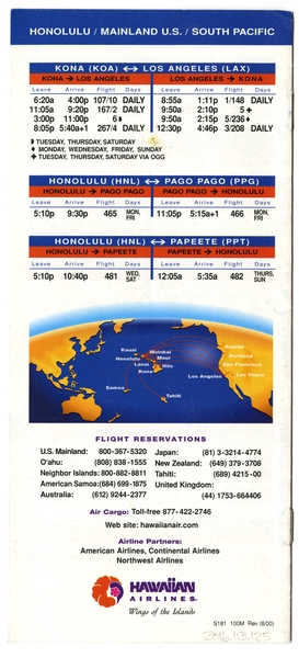Image: timetable: Hawaiian Airlines