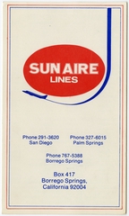 Image: timetable: Sun Aire Lines, pocket schedule