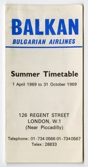 Image: timetable: Balkan Bulgarian Airlines, pocket schedule