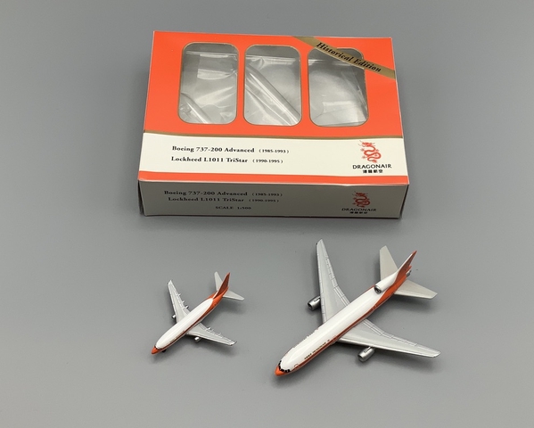 Miniature model airplanes: Dragonair, Boeing 737-200, Lockheed L-1011 TriStar