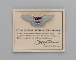 Image: children's souvenir wings: United Air Lines, Future Stewardess