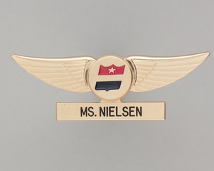 Image: stewardess wings and name pin: United Air Lines, Ms. Nielsen