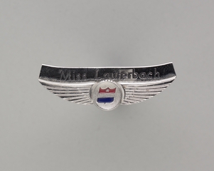 Image: stewardess wings and name pin: United Air Lines, Miss Lauterbach