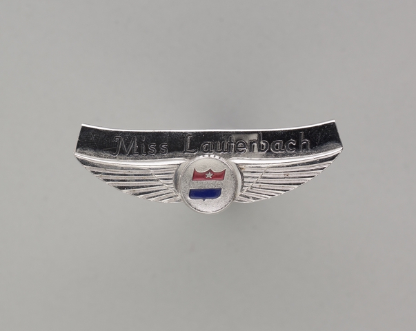 Stewardess wings and name pin: United Air Lines, Miss Lauterbach
