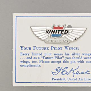 Image #3: children's souvenir wings: United Air Lines, Future Pilot 