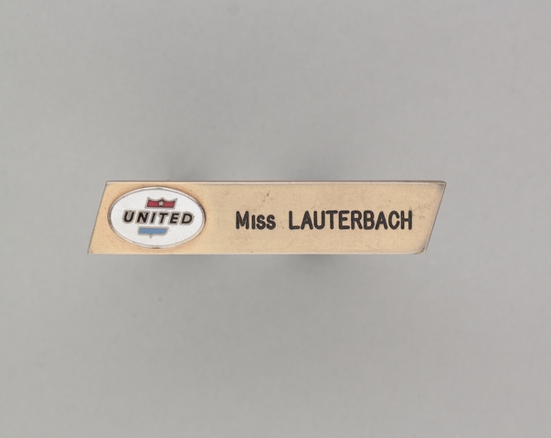 Name pin: United Air Lines, Miss Lauterbach