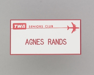 Image: name pin: TWA (Trans World Airlines), Agnes Rands