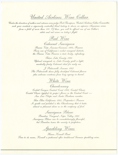 Image: menu: United Airlines