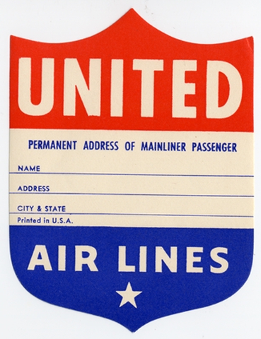 Luggage identification label: United Air Lines