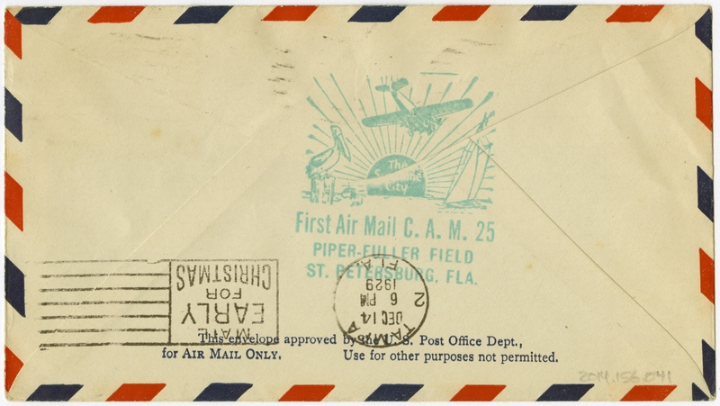 Image: airmail flight cover: CAM-25, Atlanta - Miami route