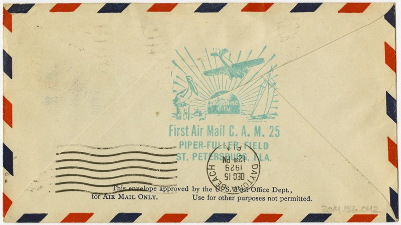 Image: airmail flight cover: CAM-25, Atlanta - Miami route